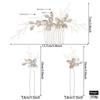 Famihot Hair Ornament Headpiece, Leaf and Flower Motif Comb with Pearl Hairpins, Set of 5, Hair Accessory for Weddings, Receptions, Graduation