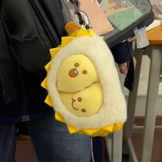 Abnehmbarer Realistischer Durian Plüsch Schlüsselanhänger Weicher Stofftier Obst Anhänger für Taschen Rucksäcke Niedliches Quetschbares Stressabbau Spielzeug Kreatives Geschenk