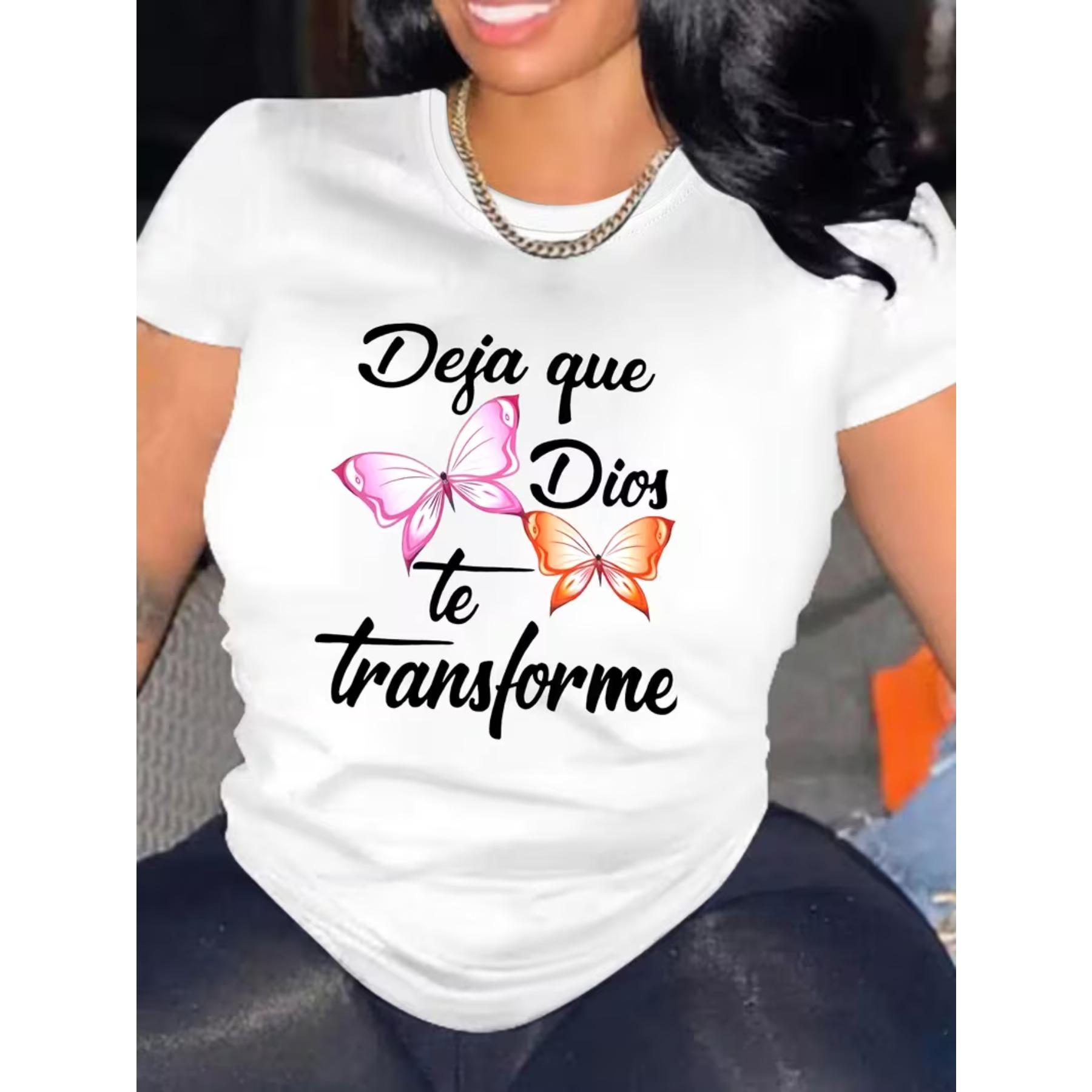 

Summer Casual Women s Apparel Let God Transform You Butterfly Pattern Print Women s T-Shirt XXL білий