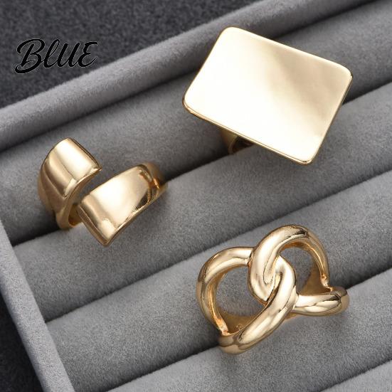 Adjustable Ring 3Pcs Minimalist Cross Knot Set Textured Chunky Stackable