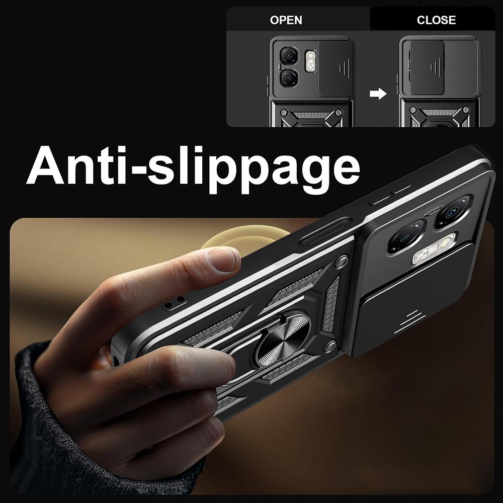 Slide Lens Camera Protect Armor Funda for Infinix Smart 9 Case Magnetic Rotate Ring Stand Holder Cover for Infinix Hot 50i Case