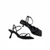 2025 summer new square head open-toed French temperament high-heeled sandals women