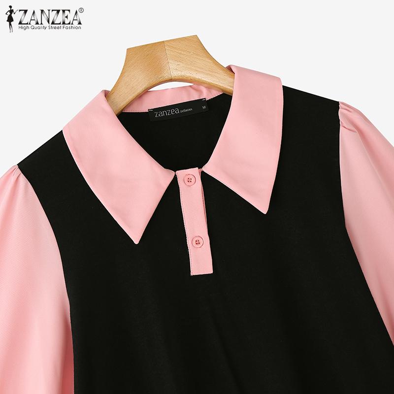 ZANZEA Blouse d'été décontractée à manches courtes et col rabattu pour femmes