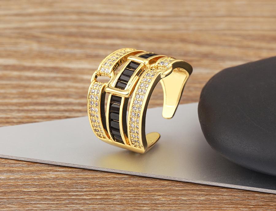 Nidin New Arrival Punk Bandage Shape Shiny Crystal Zircon Multilayer Open Rings 2 Colors For Women Girl Daily Party Jewelry Gift