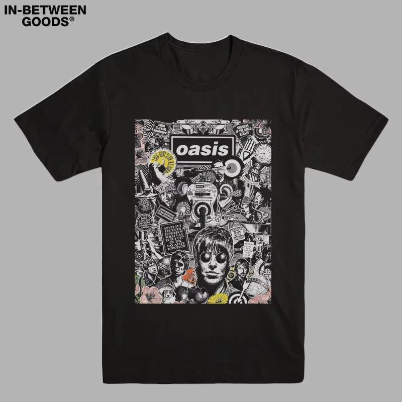 Summer Oasis Band Rock T-shirt Retro Punk Print T-shirt Loose Breathable Casual Short Sleeve T-shirt Camisetas Surf Hombre Moto