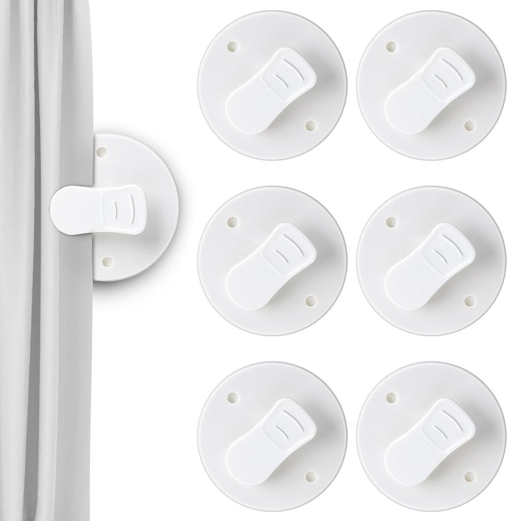 8Pcs Bathroom Curtain Holders Clips Corrosions Resistant Easy to Open Close Mechanism Shower Drape Adhesive Clamps