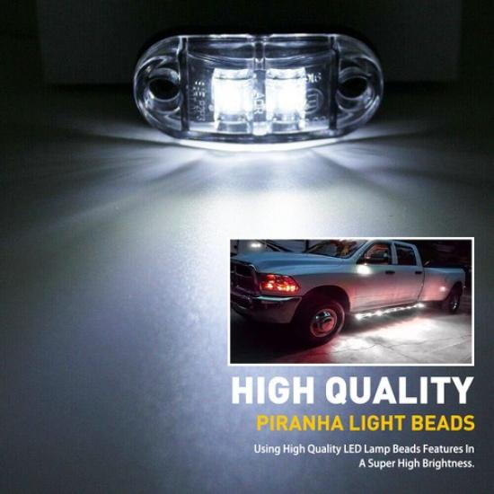 10pcs White LED Car Truck Trailer RV Oval 2.5  Side Marker Clearance Lights