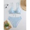 Bikini Set for Women Stripe Print 2 Pice Swimsuit Drawstring Lace-up V Neck Suspender Backless Beach Vacation Swimwear New
