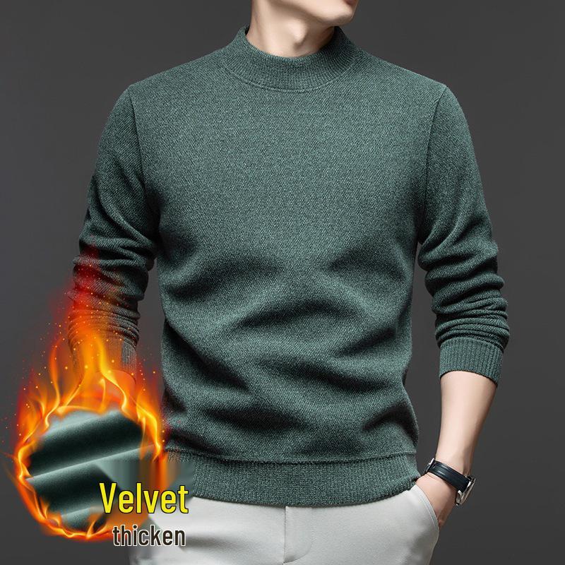 Мужской свитер с воротником из меха норки: Толстая, теплая вязаная базовая футболка для осени и зимы M