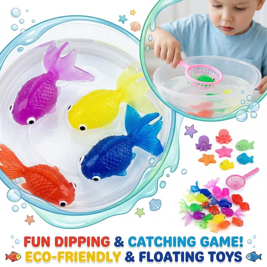 Floating Goldfish Toys Transparent Eco-Friendly Ocean Sea Animals Kids Bath Fishing Play Set
