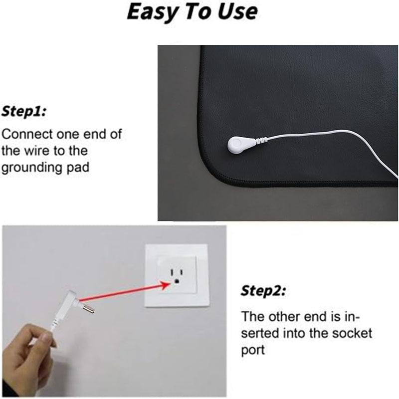 30X60CM Grounding Earthing Mat Therapy Kit – Helps In Sleeping, Anxiety, Imflammation Universal Size With 15 Foot Cord Included. Conductive Carbon
