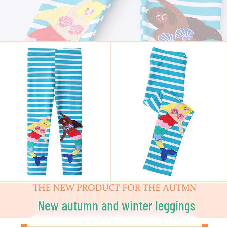 2026 Mädchen-Leggings mit Stickerei, formend, elastisch – Europäischer & Amerikanischer Stil für Frühling & Herbst