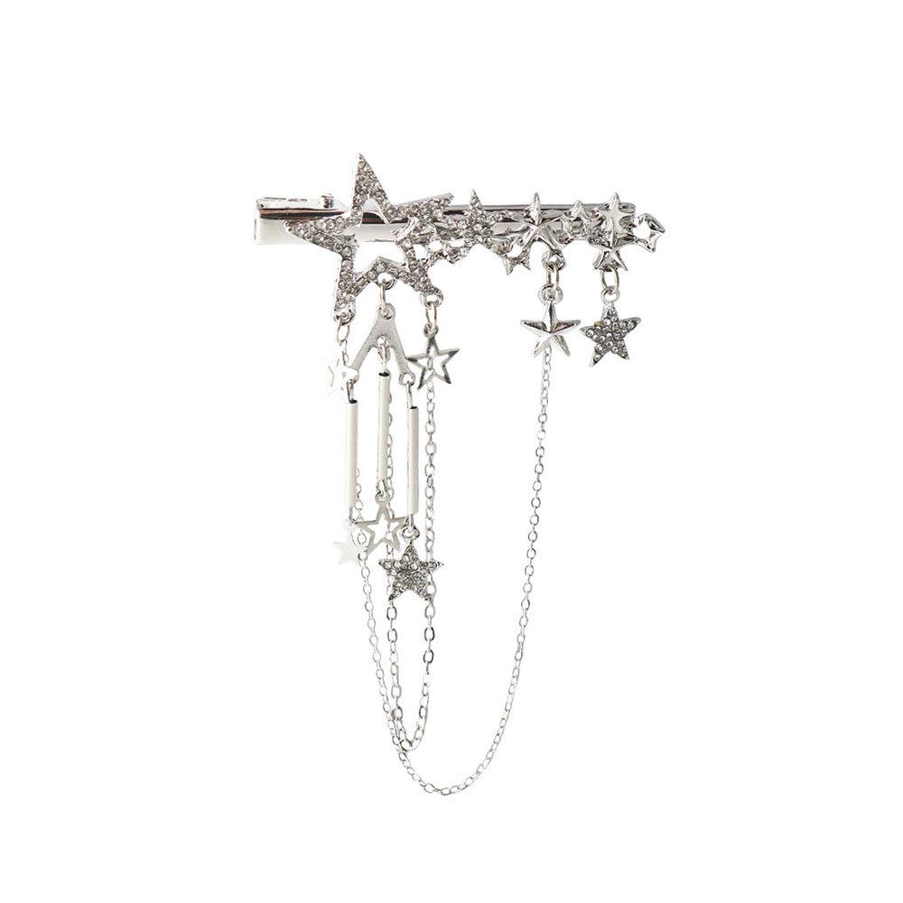 Tassel Star Hair Clip Delicate Sparkling Personality Sweet Cool Style Diamond Studded Side Clip High-end Straight Duckbill Clip