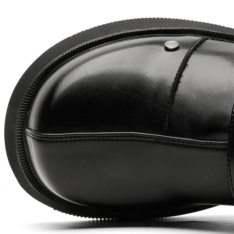 Original Design Hohe Qualität Britischer Punk Stil Schwarze Leder Slipper Für Herren Hombre Täglich Kleiden Höhenerhöhende Schuhe