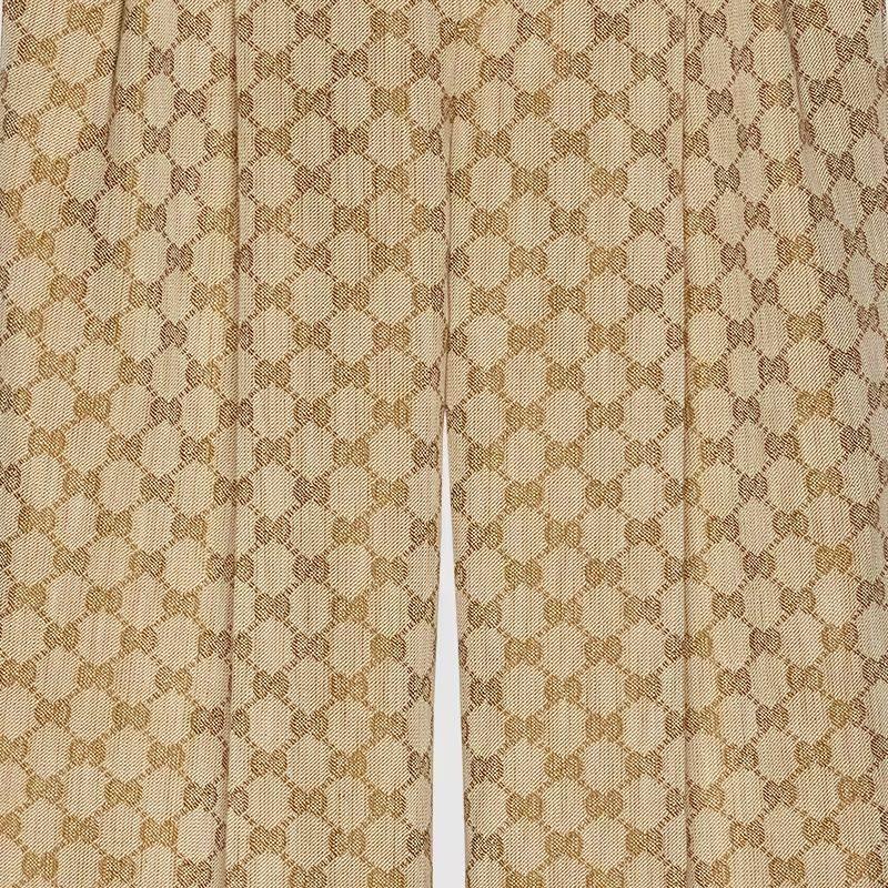 Gucci Gg Linen Cotton Jacquard Trousers Beige 756533-ZAMC5-2014