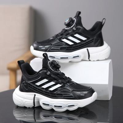 Boys' Sports Shoes with Rotating Button Mesh Breathable Running Shoes