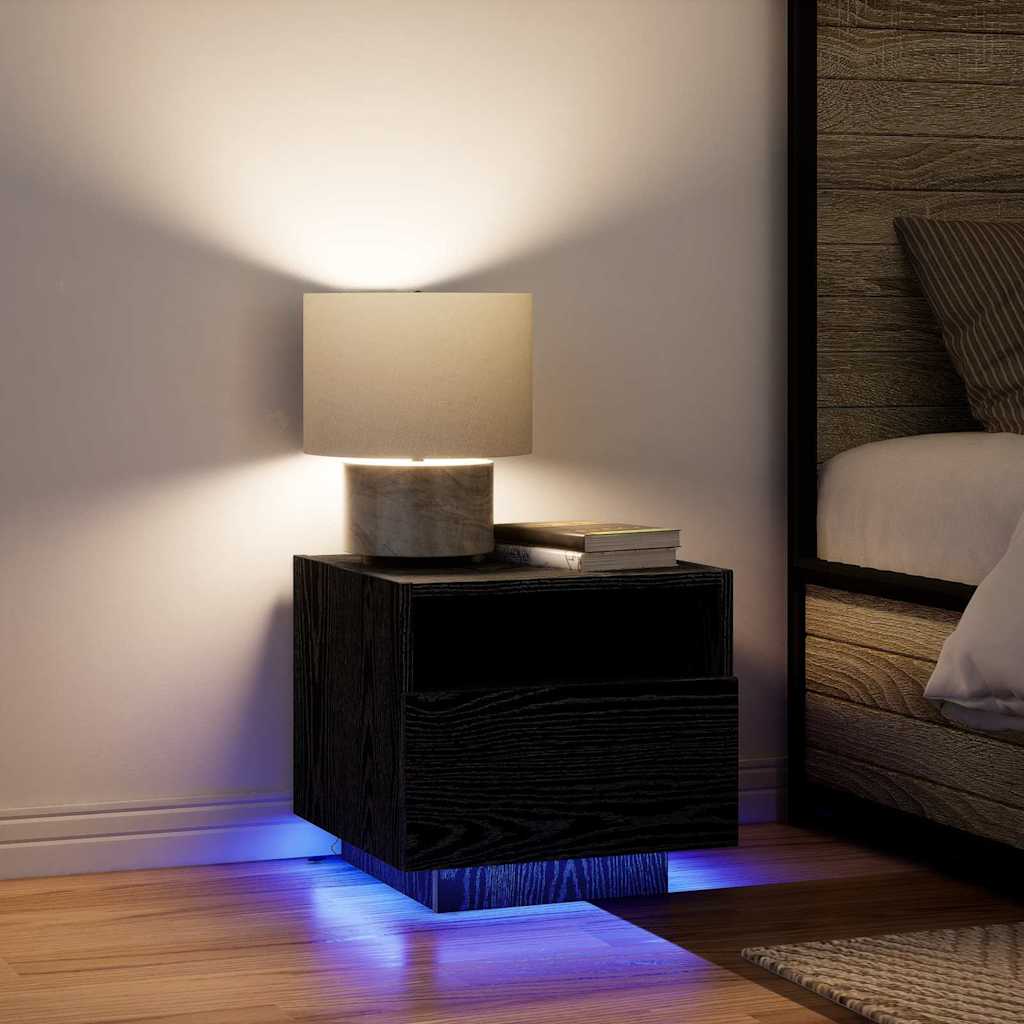Nightstand Black Oak Look 40 x 39 x 37 cm Engineered Wood
