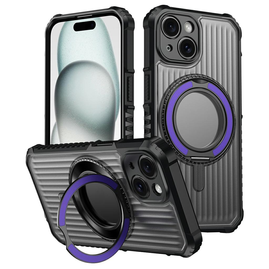 For iPhone 14 Magnetic Case with Kickstand PC+TPU Phone Back Cover