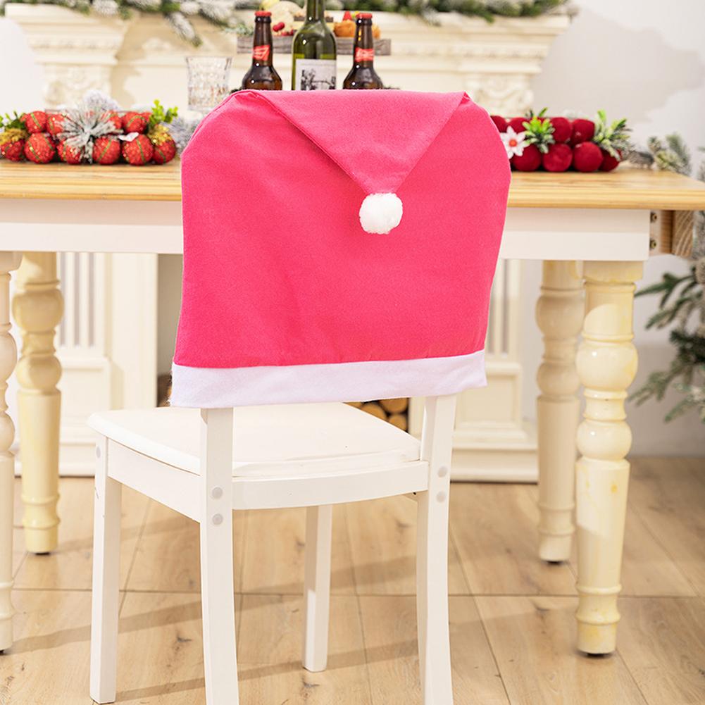 6PCS Christmas Chair Covers, Santa Hat Xmas Chair Covers, Christmas Decorations Indoor Chair Covers For Indoor Kitchen Dinning Room Home Office