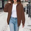 Women's Fashion Solid-Colour Thickened Hooded Sweatshirt With Zip-Up Fleece-Lined Sports Jacket
