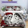 3PC Custom Name Day Dead Romance Bedding Set Duvet Cover Closure Includes 1 Duvet Cover & 2 Pillowcases for Bedroom