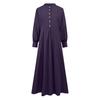 Women's Long Sleeve Button Down Casual Outfits Solid Color Round Neck Maxi Dresses