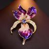 Detailed Enamel Irises Pin Copper Made Accessory Light 0.4oz Floral Artwork For Jackets Bags Special Event