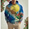 Christmas Elk Print Men's Hoodies & Sweatshirts Autumn Winter Casual New Year Clothing Fashion Loose Hooded Pullover X'mas Tops