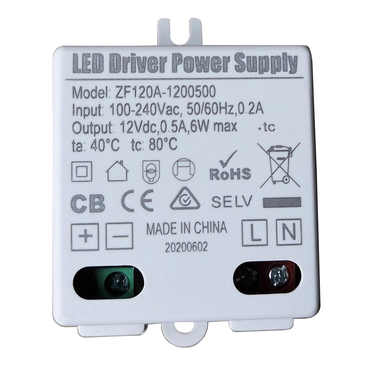 

2 шт. TLD ZF120A-0501000 5 Вт 6 Вт светодиодный драйвер питания для прожекторов постоянное напряжение 6W (ZF120A-1200500) белый