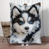 Cute Husky Pattern Throw Blanket, Pet - Lovers Home Decor Blanket