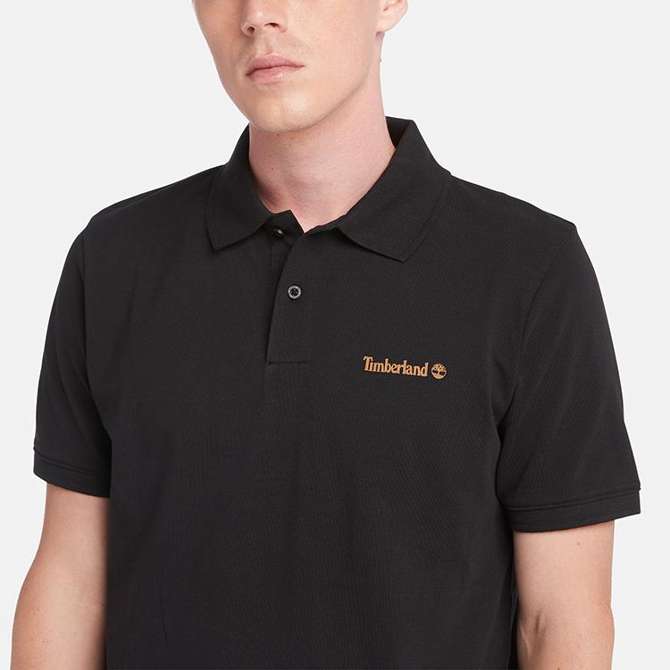 Timberland Casual Breathable Short Sleeve Polo Shirt Men Tops Black A41C5-001