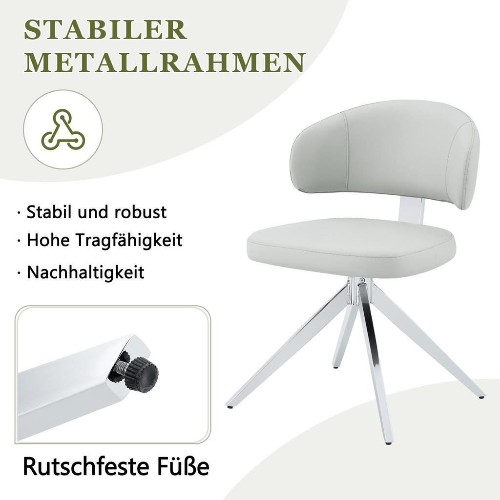 Moderner Drehstuhl mit Metallgestell, Bequeme Polsterung, 360 Grad drehbar, Ideal für Büro & Wohnzimmer