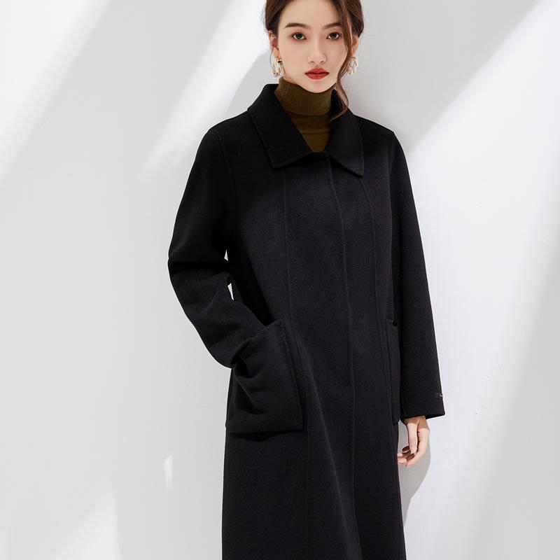 2024 Autumn/Winter Slim Fit Double-Faced Wool Coat, Large Size, Cashmere Blend