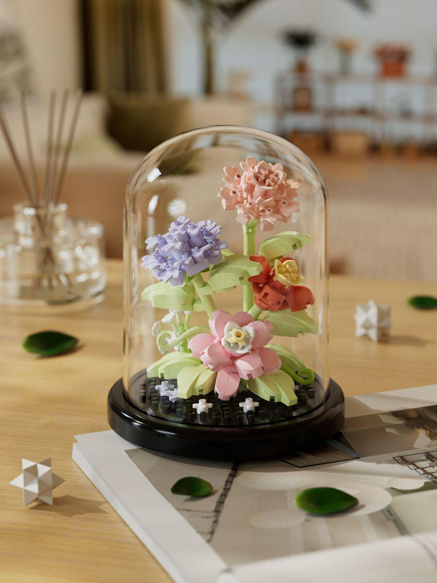 

Совместимый с Lego пылезащитный чехол, сборная игрушка для детей в виде цветочного горшка «Гибискус», подарок на День святого Валентина.