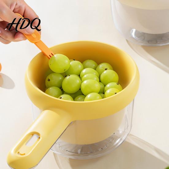 Kitchen Strainer with Handle Drain Basket And Fork Double-layer Separation Design Non-slip