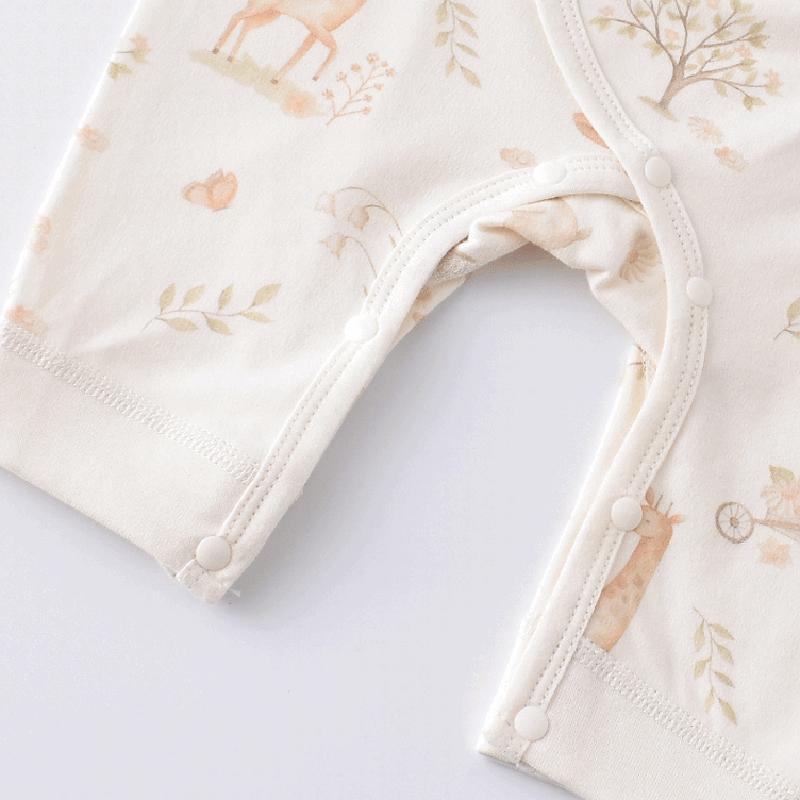 Cotton Baby Romper Long Sleeve Lap Shoulder Design Cross Front Ties Soft Comfortable Newborn Clothes Class A Safety