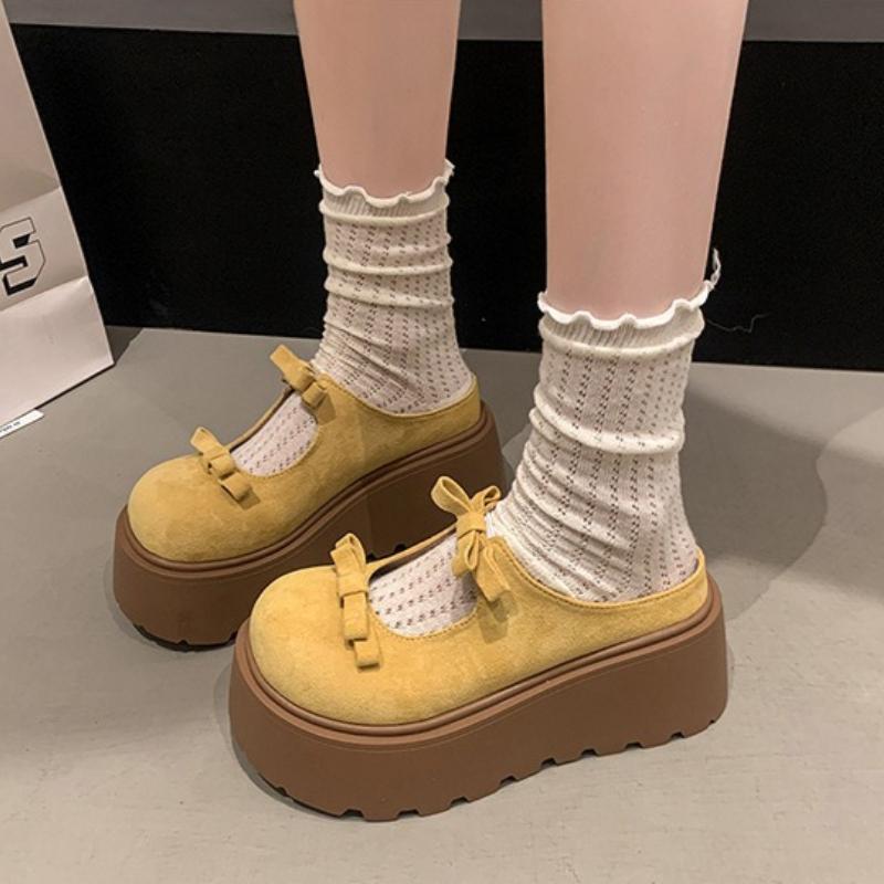

Versatile bow toe height increasing cool drag women in spring summer new thick soled simple comfortable casual shoes 40 жовтий