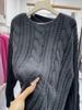 2026 Spring/Summer Korean Style Cable Knit Pullover - Pure Color Round Neck, Long Sleeve Sweater