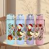 1PC Christmas Duck Holly Illustration 750ml Color Plastic Sports Water Bottle Leakproof Flip Straw Lid Suitable for Sports Office Home Use