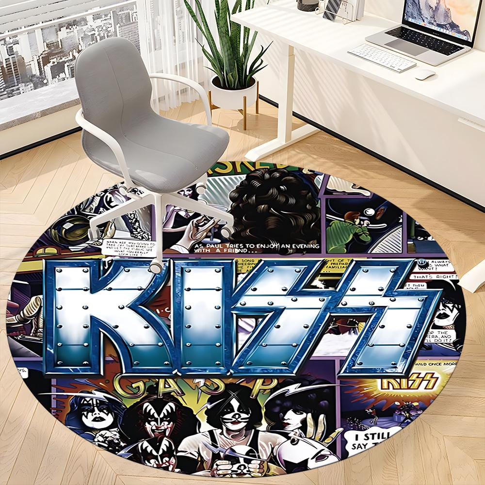 1pc KISS Band Office Round Area Rug, Indoor Mat Suitable For Office, Under Office Chairs Bedroom Living Room Home Decor a0908169