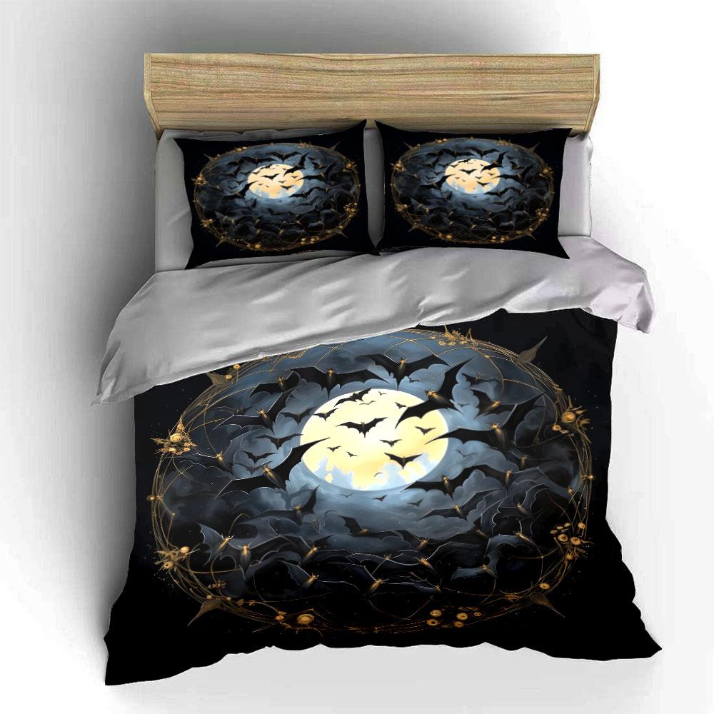 Moonlit Bat Design Gift Set  Kid'S And Adults' Bedroom Decor, Exquisite Three-Piece Bedding Set Gift