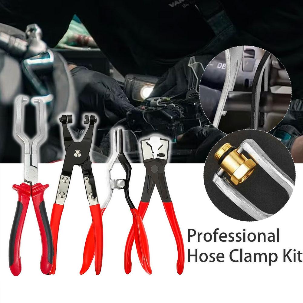 Kit Fascette per Tubi 4pz/Set, Sgancio Linea Carburante, Pinze Sgancio Elettrico per Veicoli, Set di Attrezzi Pinze Rimuovi Tubi