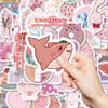 50 Girl Powder Series Mix And Match Stickers Super Cute Pink Shark Cartoon Hand-Painted Stickers Diy Hand Account