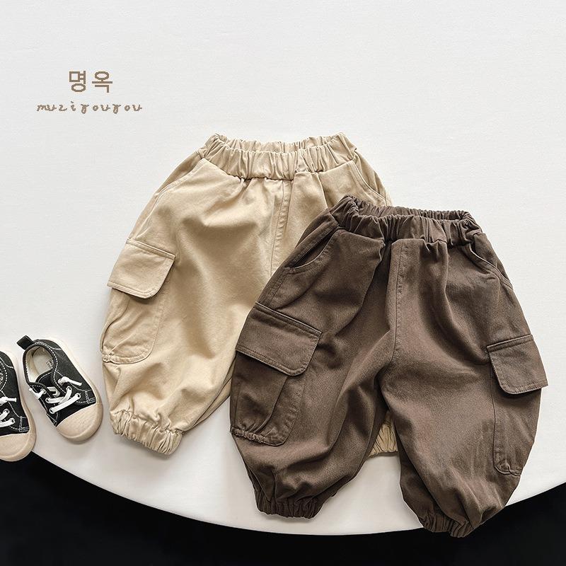 Vintage Korean Style Kids Cargo Pants Casual Unisex Boys Girls Baby Fashion Trousers