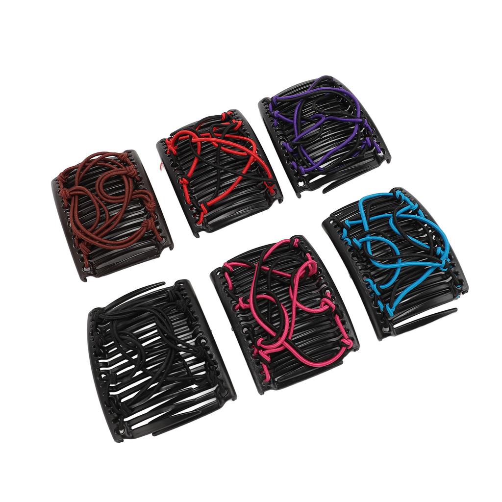 6 Pack Elastic Magic Hair Comb Vintage Stretchy Double Comb Hair Forks Clips Hairstyle Multipurpose