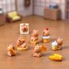 7Pcs/set Cartoon Cake Bread Capybara Animal Miniatures Resin Ornaments Fairy Garden Decoration Micro Landscape