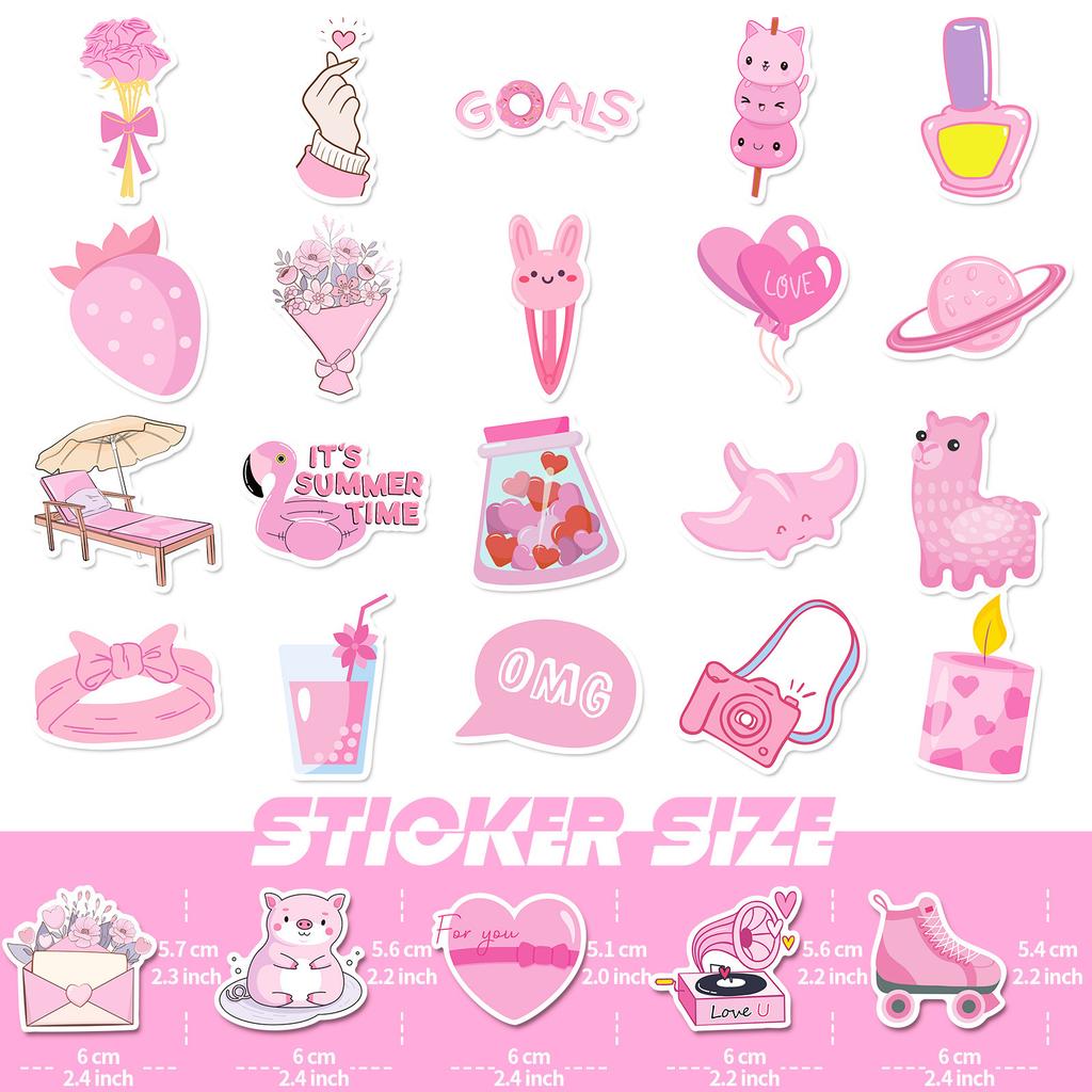 50 Colors Mixed and Matched Alpaca Pink Stickers New Products, Fresh Vsco Mobile Phone Case Stickers