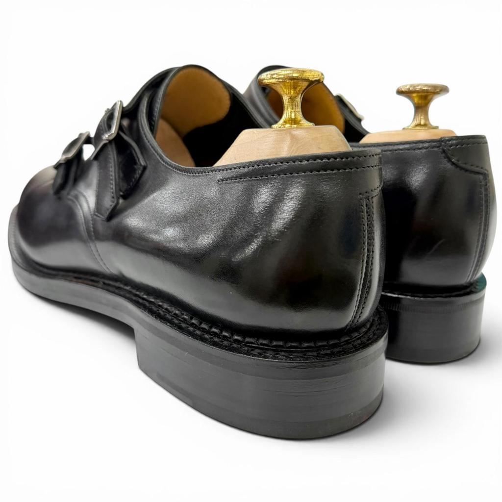 Pristine John Lobb Dress shoes WILLIAM Double monk strap black leather mens Used