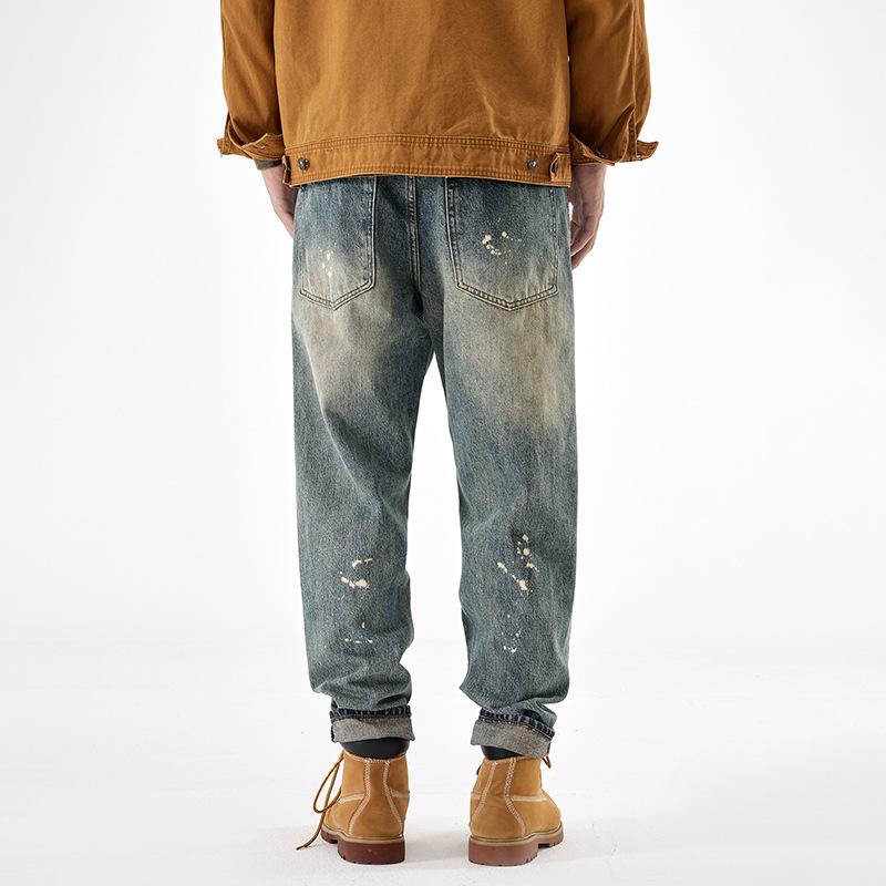 American Retro Jeans Men's Trendy Brand Loose Straight Large Size Casual Trousers Non-elastic Daniel Daddy Denim Pants