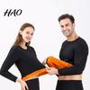 Thermal Pajamas 2 Pcs/Set Unisex Winter Warm Underwear Set Round Neck Slim Fit Long Sleeve Solid Color Thick Fleece Lined Soft Elastic Sport